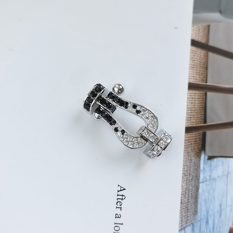 [Everoly JW]FORCE LARGE HORSESHOE BLACK WHITE DIAMOND BRACELET ROSE GOLD