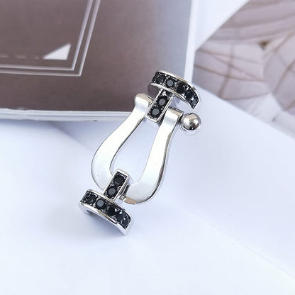 [Everoly JW]FORCE LARGE HORSESHOE BLACK DIAMOND BRACELET SILVER