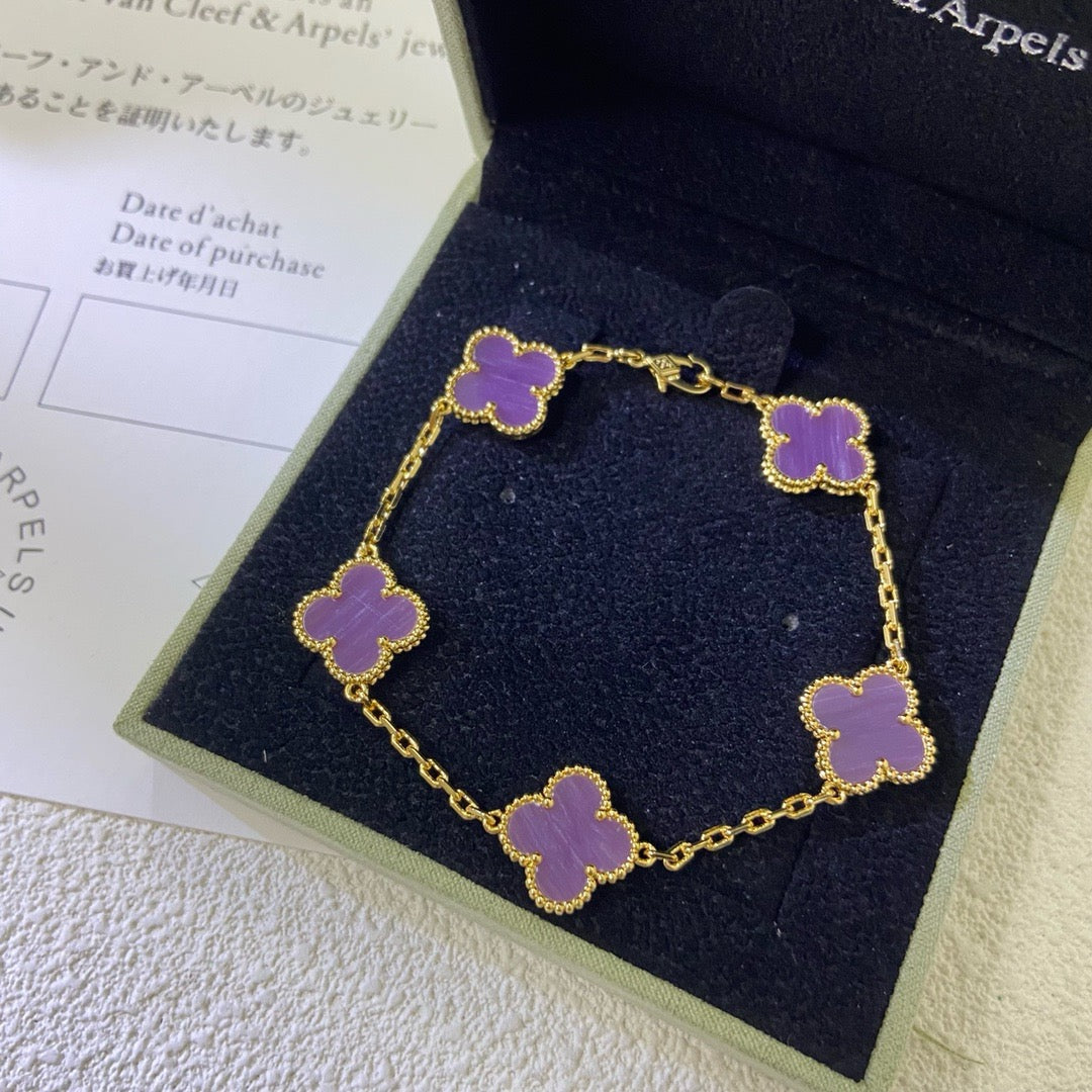 [Everoly JW]CLOVER  5 MOTIFS  PURPLE VIOLET BRACELET