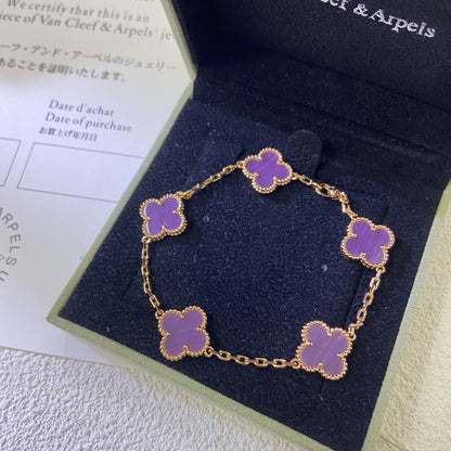 [Everoly JW]CLOVER  5 MOTIFS  PURPLE VIOLET BRACELET