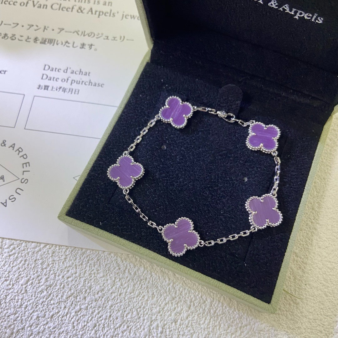 [Everoly JW]CLOVER  5 MOTIFS  PURPLE VIOLET BRACELET