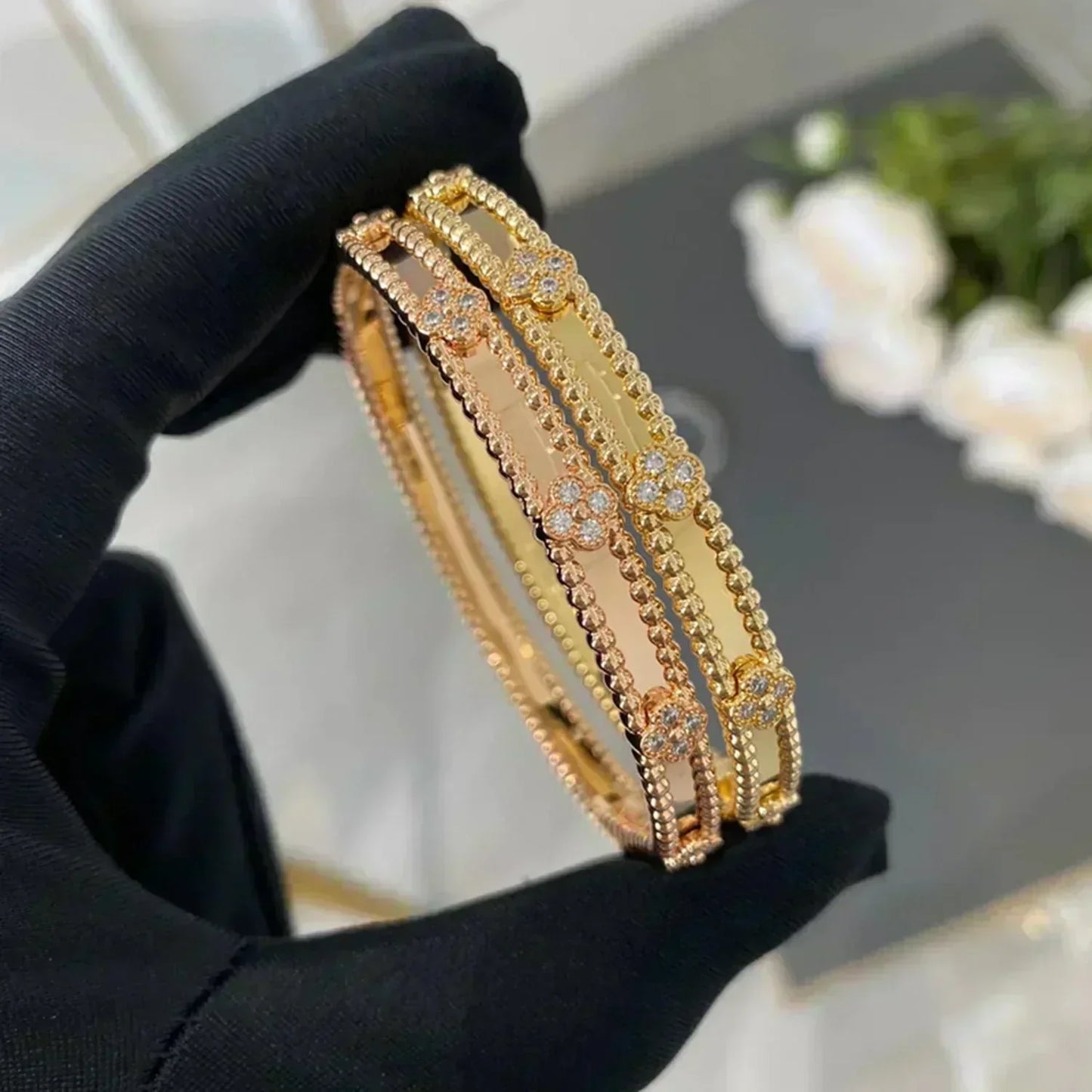 [Everoly JW]CLOVER BRACELET 4MM DIAMONDS