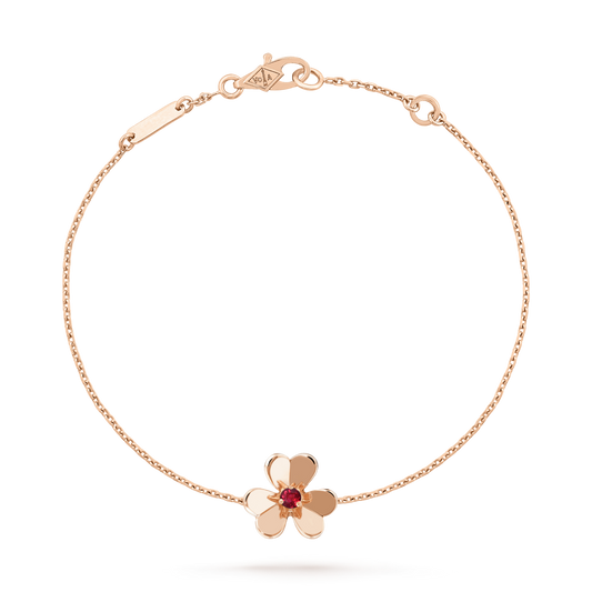 [Everoly JW]FRIVOLE GOLD FLOWER PINK MALACHITE BRACELET