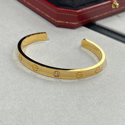 [Everoly JW]LOVE BRACELET 6.1MM 1 DIAMOND OPEN CUFF