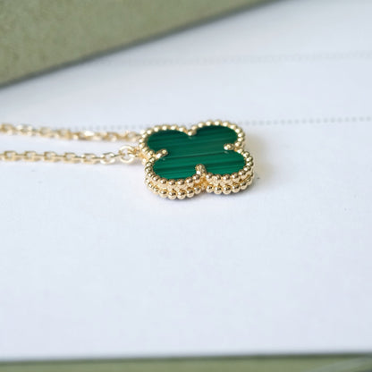 [Everoly JW]CLOVER 15MM MALACHITE SINGLE FLOWER  NECKLACE
