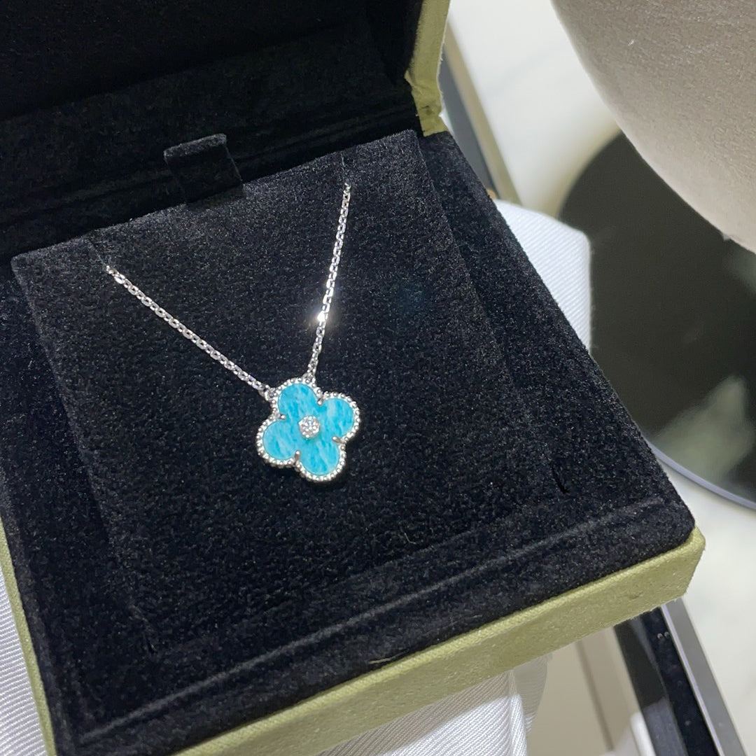 [Everoly JW]CLOVER 15MM DIAMOND SVRES PORCELAIN  NECKLACE SILVER