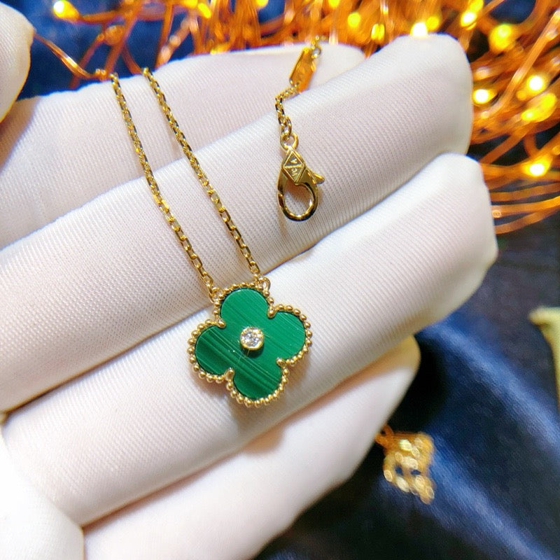 [Everoly JW]CLOVER 15MM DIAMOND TURQUOISE NECKLACE