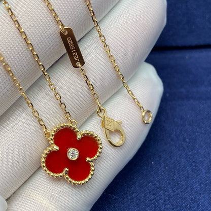 [Everoly JW]CLOVER 15MM DIAMOND CARNELIAN NECKLACE