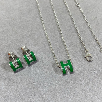 [Everoly JW]POP H GREEN NECKLACE SILVER AND GOLD