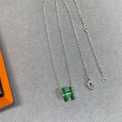 [Everoly JW]POP H GREEN NECKLACE SILVER AND GOLD