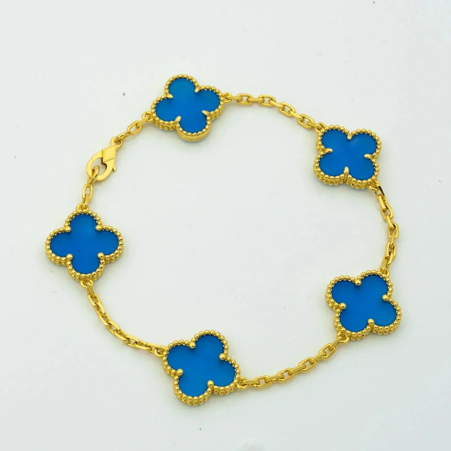 [Everoly JW]CLOVER 5 MOTIFS BLUE AGATE BRACELET