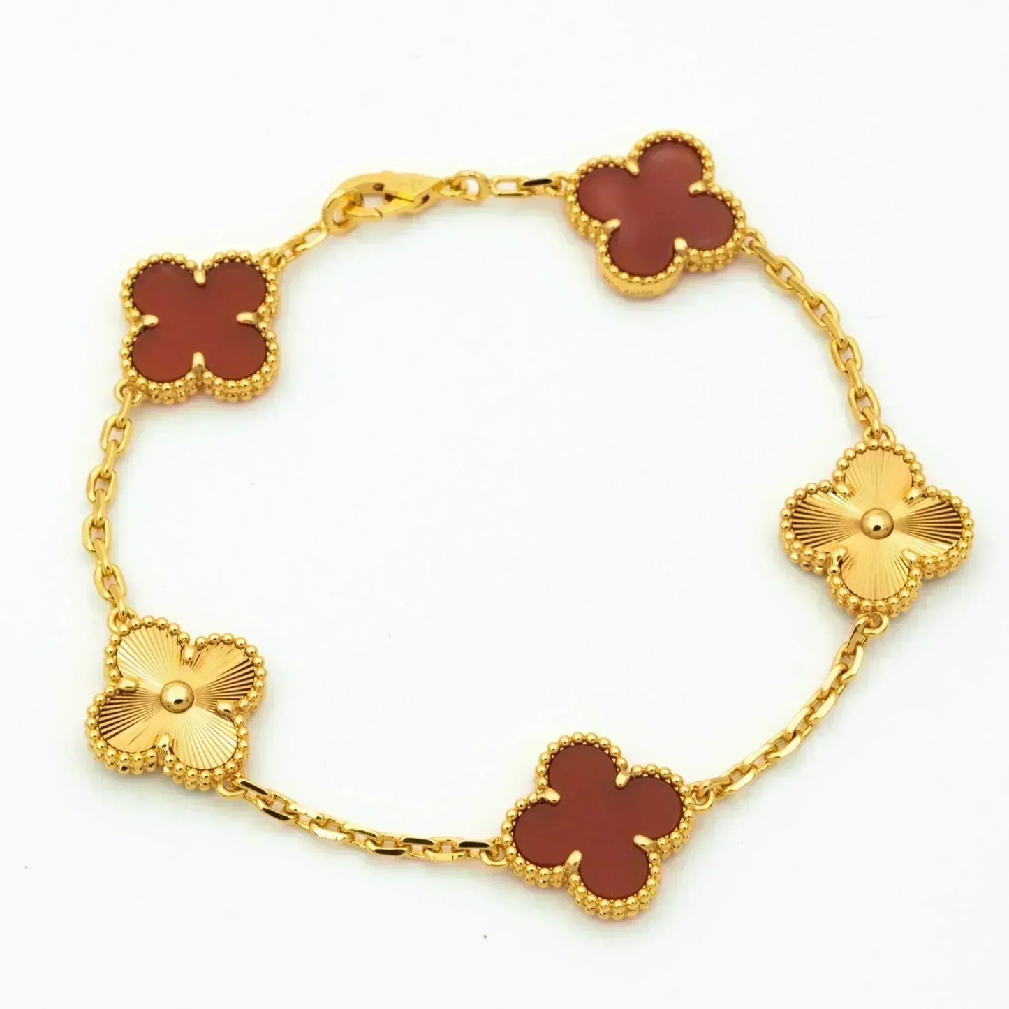 [Everoly JW]CLOVER  5 MOTIFS CARNELIAN GOLD BRACELET