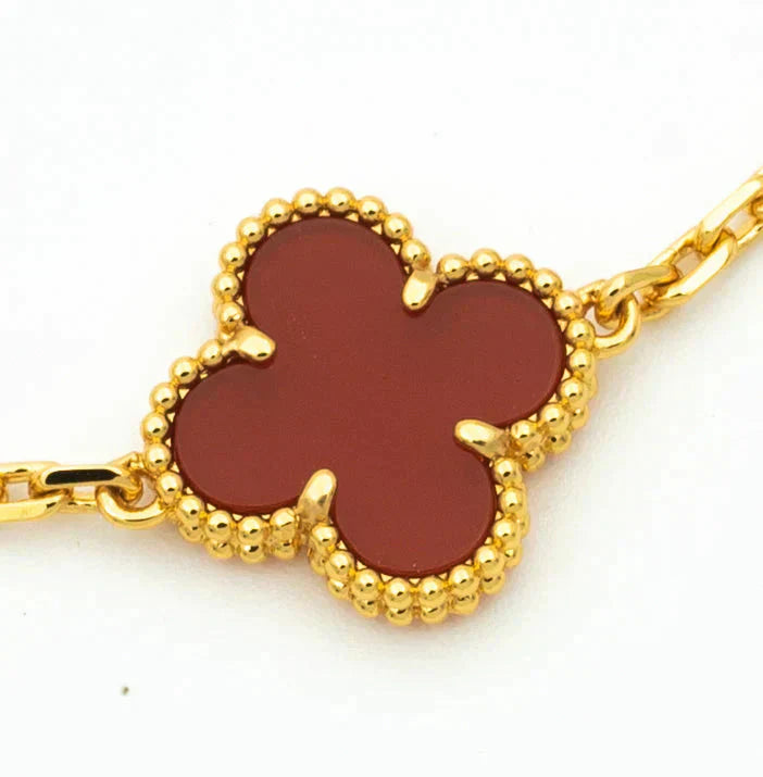 [Everoly JW]CLOVER  5 MOTIFS CARNELIAN GOLD BRACELET