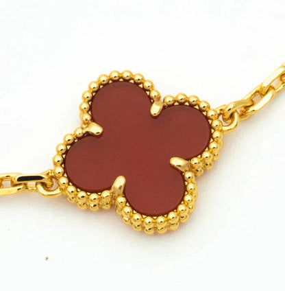 [Everoly JW]CLOVER  5 MOTIFS CARNELIAN GOLD BRACELET