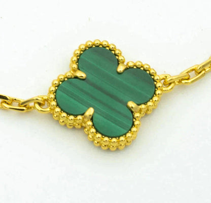 [Everoly JW]CLOVER  5 MOTIF MALACHITE DIAMOND BRACELET