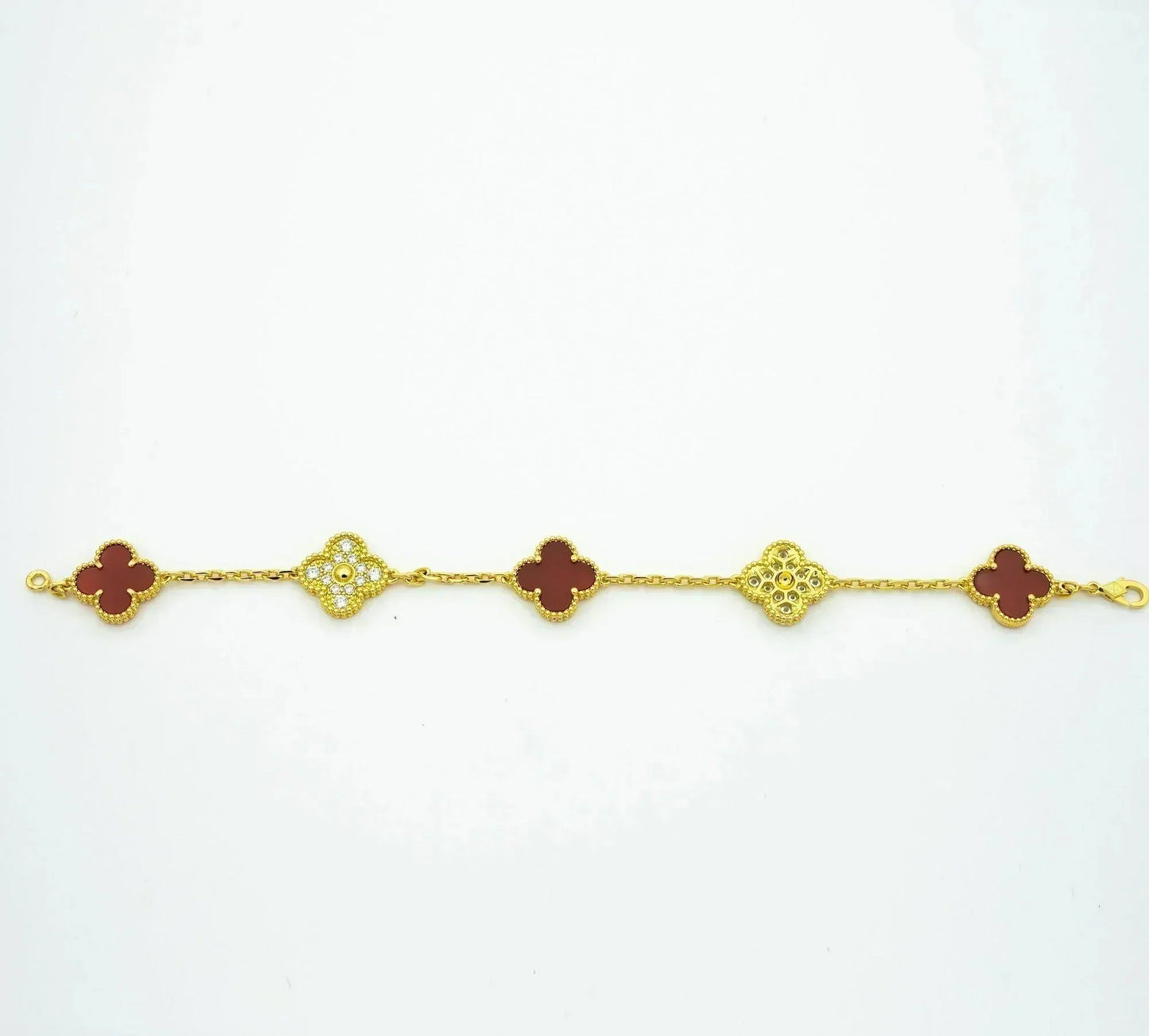 [Everoly JW]CLOVER 5 MOTIFS CARNELIAN DIAMOND BRACELET