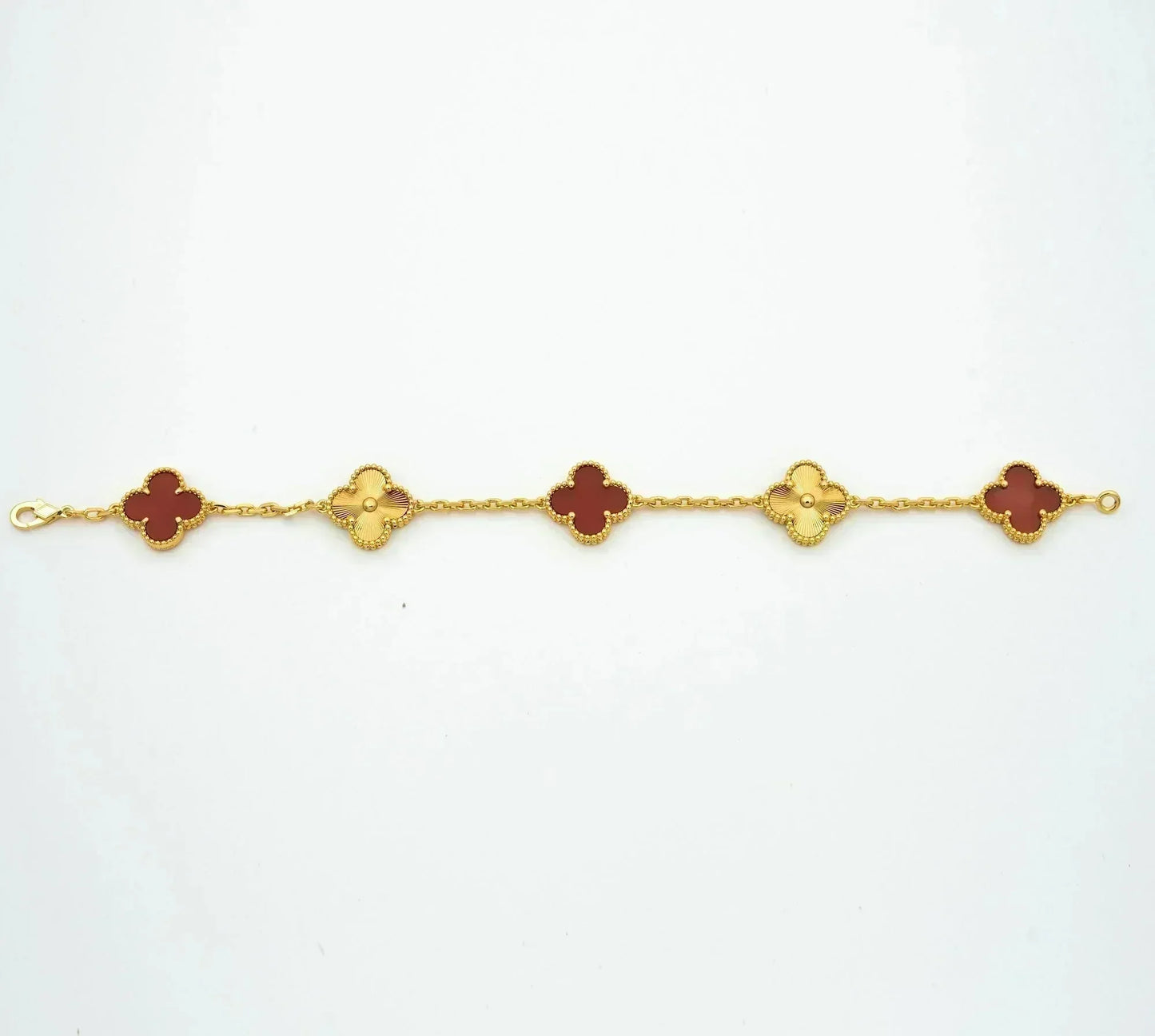 [Everoly JW]CLOVER  5 MOTIFS CARNELIAN GOLD BRACELET