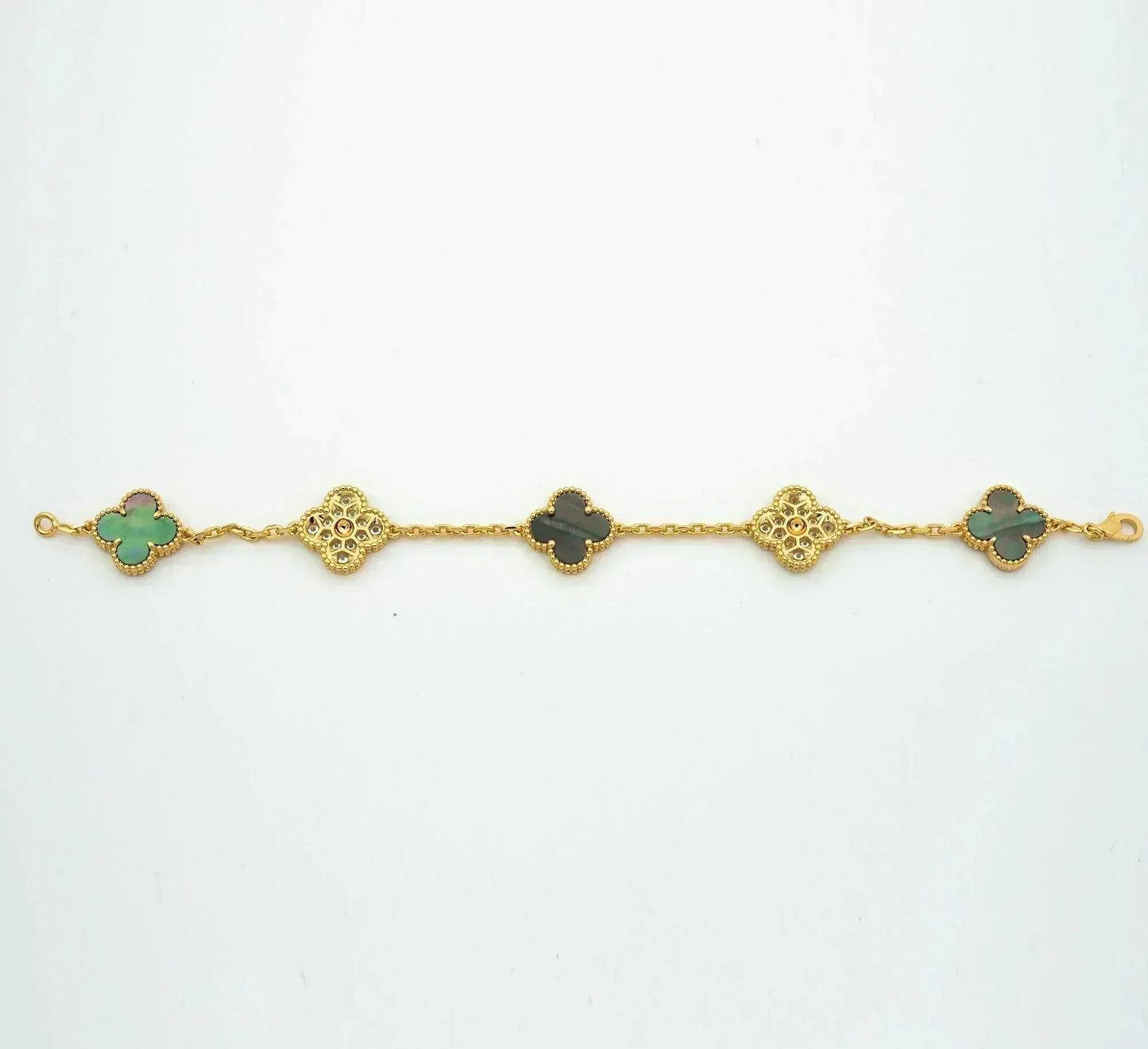 [Everoly JW]CLOVER 5 MOTIF GRAY MOP DIAMOND BRACELET