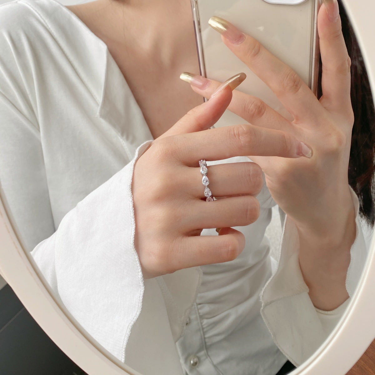 [Everoly JW]Exquisite Pear Cut Tennis Ring