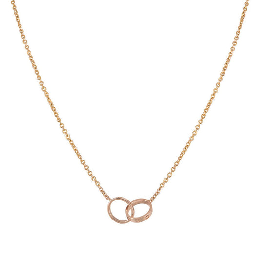 [Everoly JW]LOVE NECKLACE DOUBLE RING PINK GOLD
