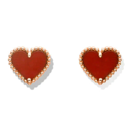 [Everoly JW]HEART CARNELIAN STUD EARRINGS