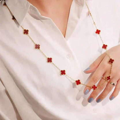 [Everoly JW]CLOVER 20 MOTIFS CARNELIAN NECKLACE