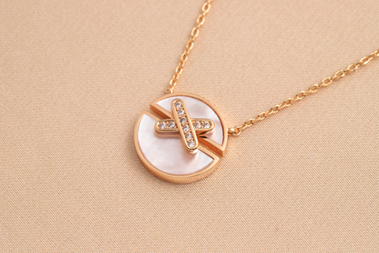 [Everoly JW]JEUX DE PINK GOLD DIAMOND NECKLACE