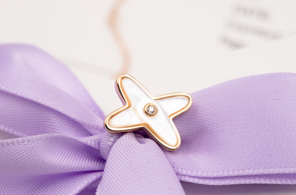 [Everoly JW]JEUX DE WHITE MOP ROSE GOLD DIAMOND EARRINGS