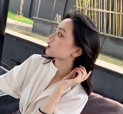 [Everoly JW]JEUX DE WHITE MOP ROSE GOLD DIAMOND EARRINGS