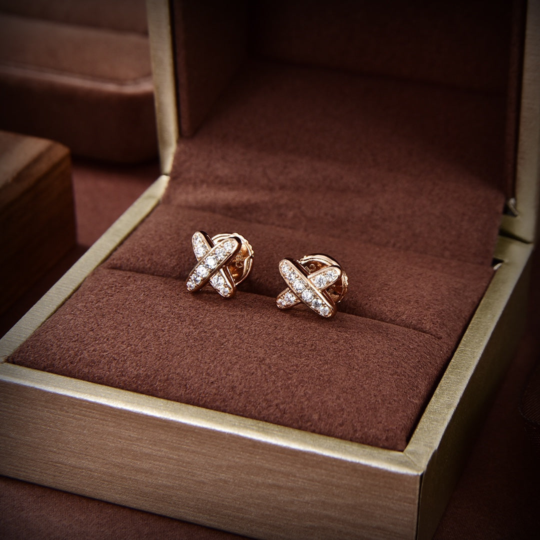 [Everoly JW]JEUX DE GOLD DIAMOND EARRINGS