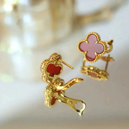 [Everoly JW]CLOVER MEDIUM 1 MOTIFS CARNELIAN  EARRINGS