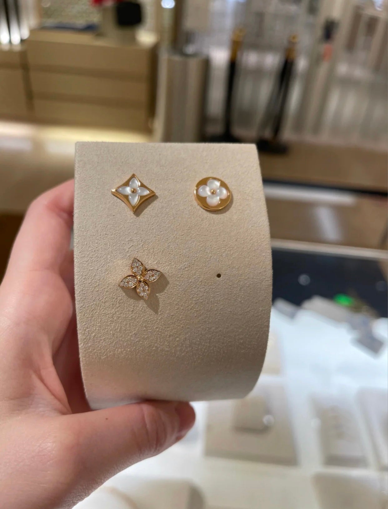 [Everoly JW]STAR BLOSSOM STUD EARRINGS PINK GOLD DIAMONDS