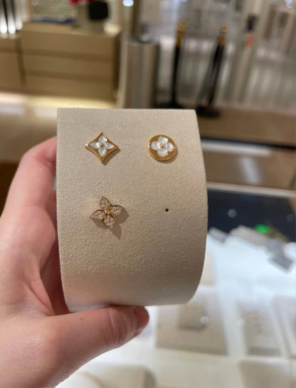 [Everoly JW]STAR BLOSSOM STUD EARRINGS PINK GOLD DIAMONDS