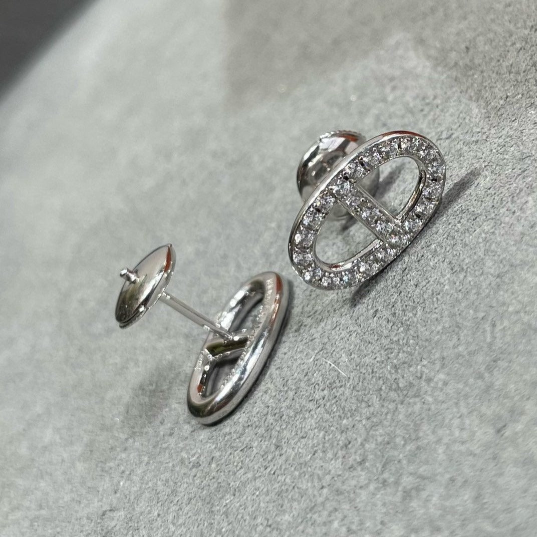 [Everoly JW]HM FULL DIAMOND PIG NOSE STUD EARRINGS
