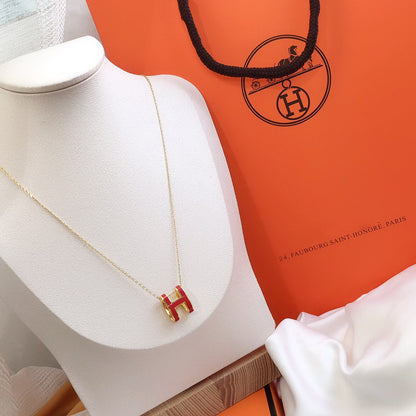 [Everoly JW]HM CLIC RED ENAMEL GOLD NECKLACE