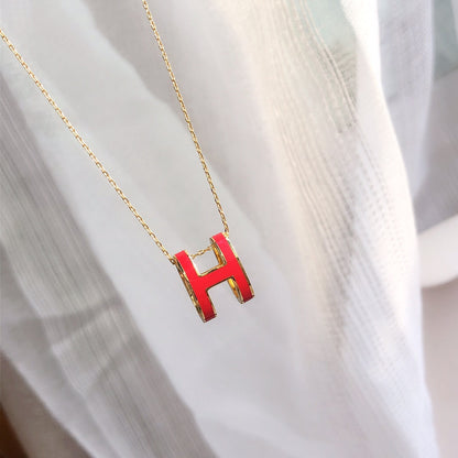 [Everoly JW]HM CLIC RED ENAMEL GOLD NECKLACE