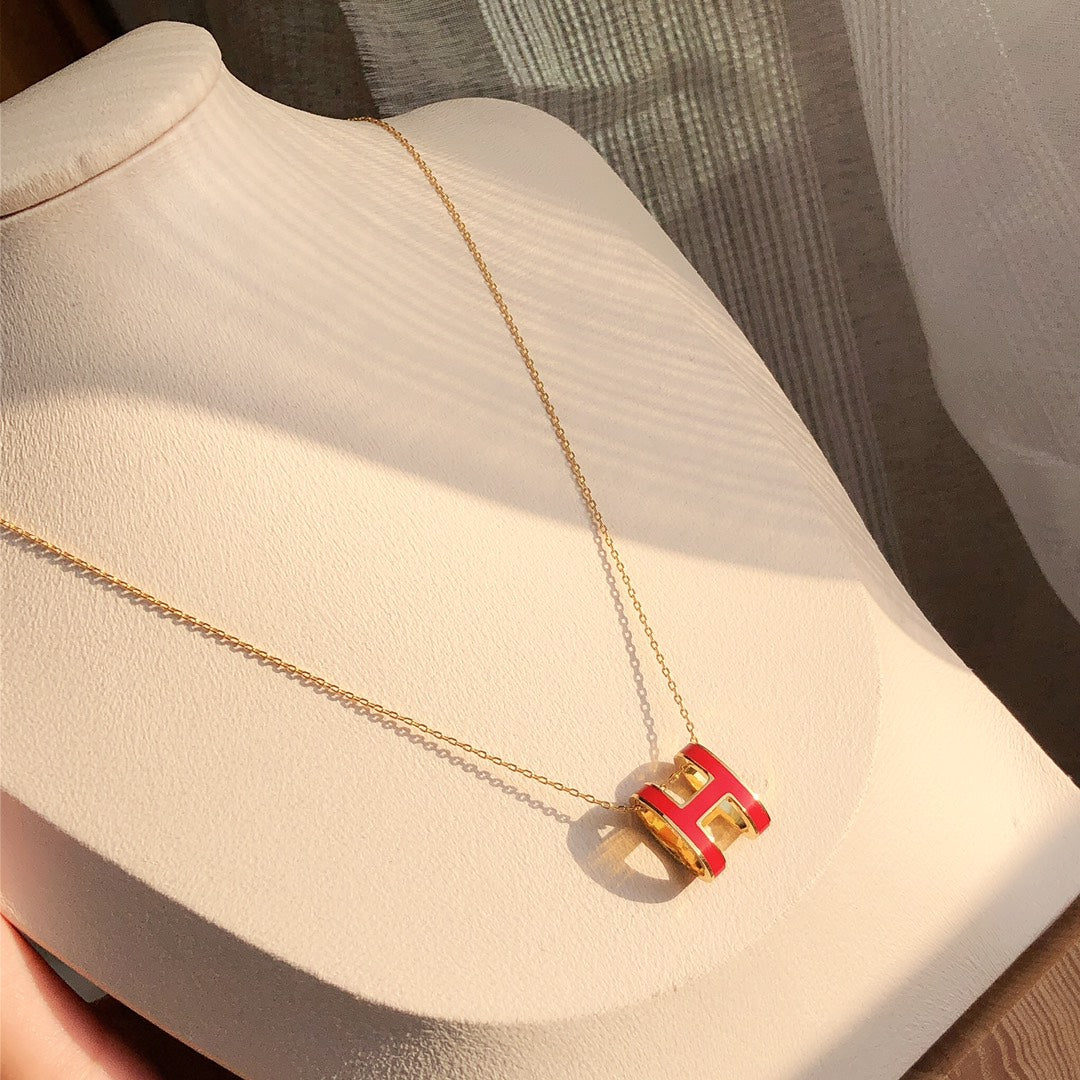 [Everoly JW]HM CLIC RED ENAMEL GOLD NECKLACE