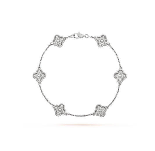 [Everoly JW]CLOVER 6 MOTIF SILVER DIAMOND BRACELET