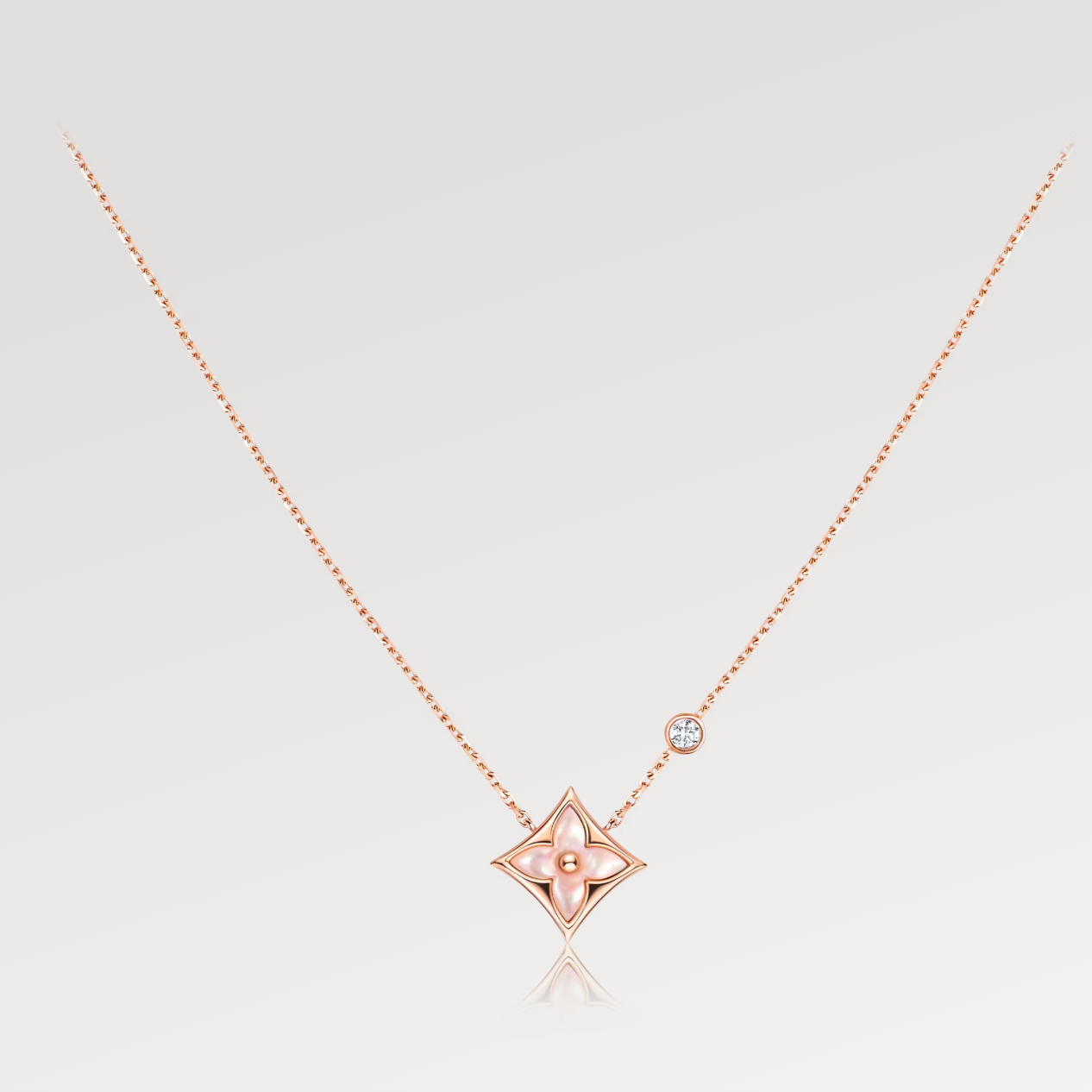 [Everoly JW]STAR PINK MOP 1 DIAMOND PINK GOLD NECKLACE
