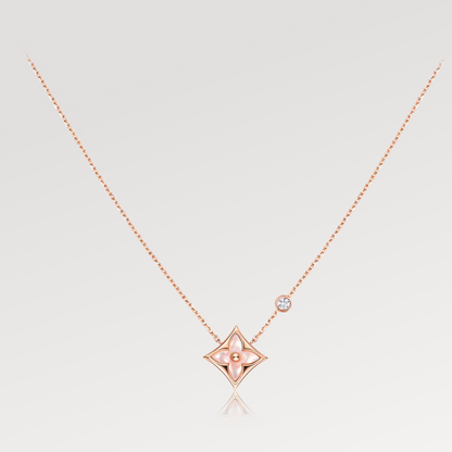 [Everoly JW]STAR PINK MOP 1 DIAMOND PINK GOLD NECKLACE