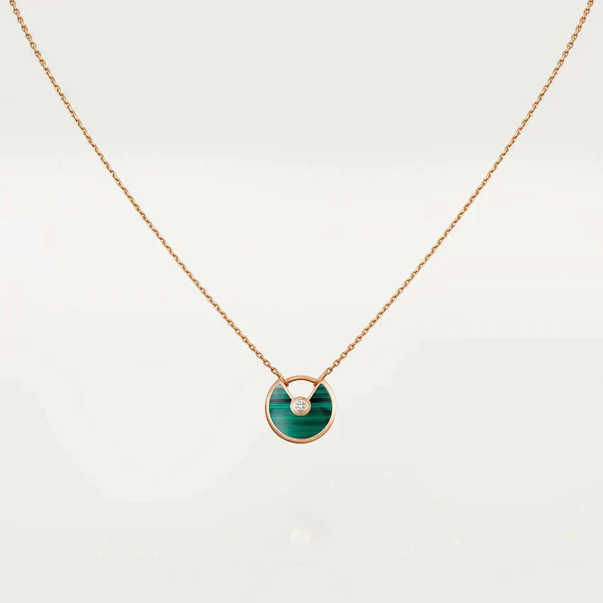 [Everoly JW]AMULETTE ROSE GOLD MALACHITE NECKLACE