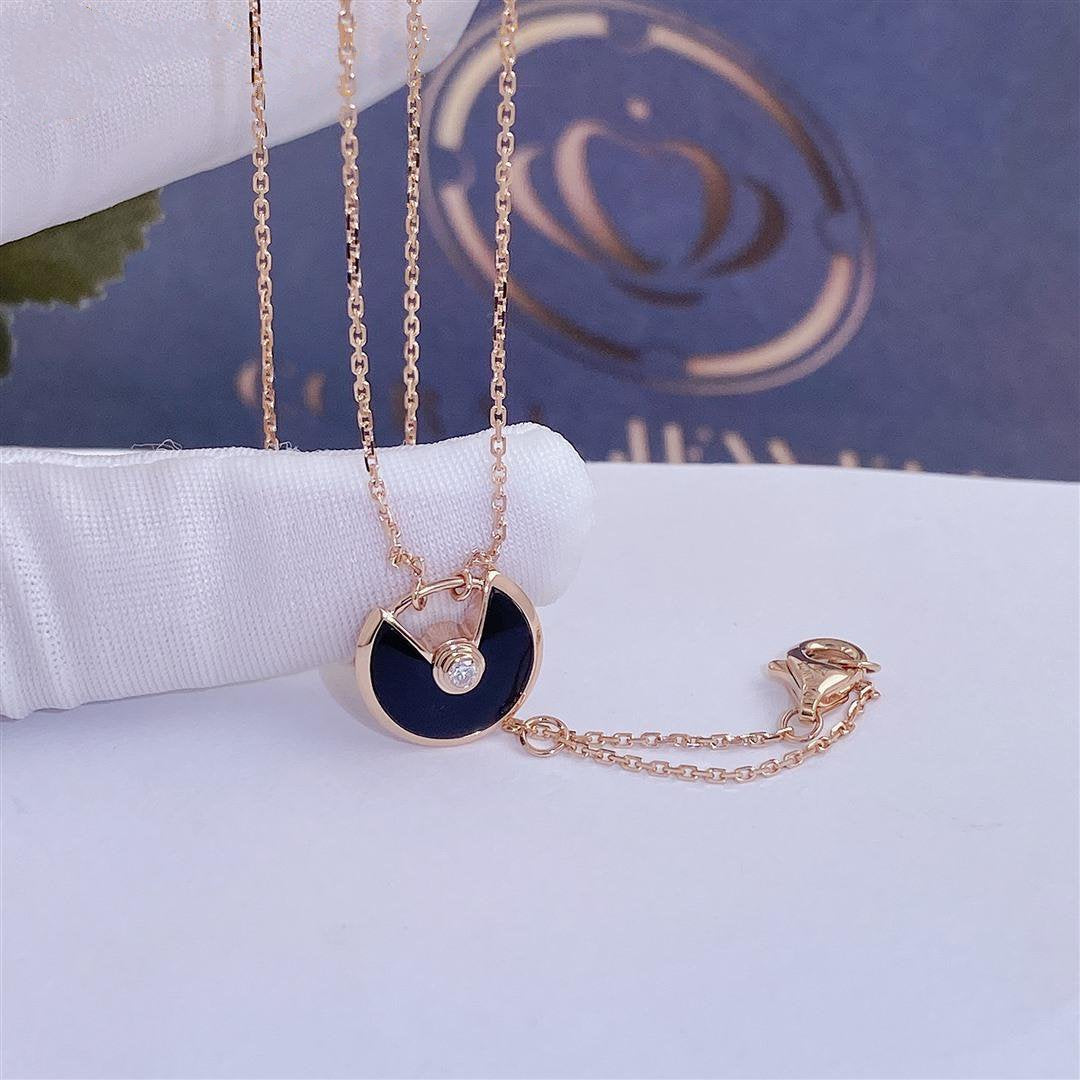 [Everoly JW]AMULETTE ROSE GOLD ONYX NECKLACE