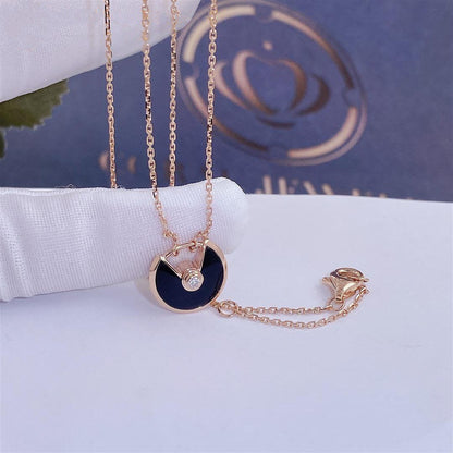 [Everoly JW]AMULETTE ROSE GOLD ONYX NECKLACE