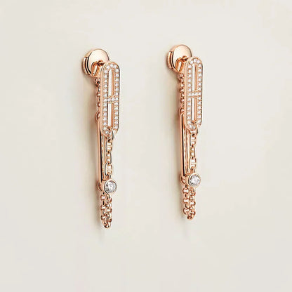 [Everoly JW]CHAINE CHAOS DIAMOND DROP EARRINGS