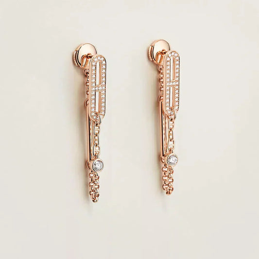 [Everoly JW]CHAINE CHAOS DIAMOND DROP EARRINGS