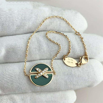 [Everoly JW]JEUX DE BRACELET MALACHITE PINK GOLD DIAMONDS