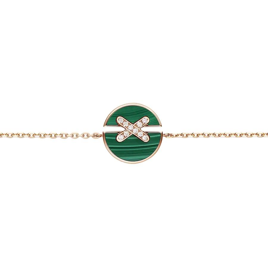 [Everoly JW]JEUX DE BRACELET MALACHITE PINK GOLD DIAMONDS