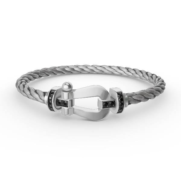 [Everoly JW]FORCE LARGE HORSESHOE BLACK DIAMOND BRACELET SILVER