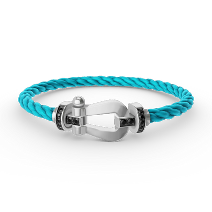 [Everoly JW]FORCE LARGE HORSESHOE BLACK DIAMOND BRACELET SILVER