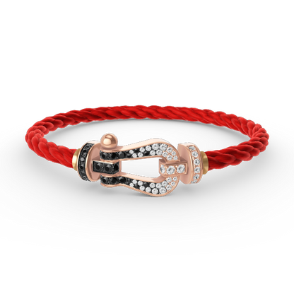 [Everoly JW]FORCE LARGE HORSESHOE BLACK WHITE DIAMOND BRACELET ROSE GOLD